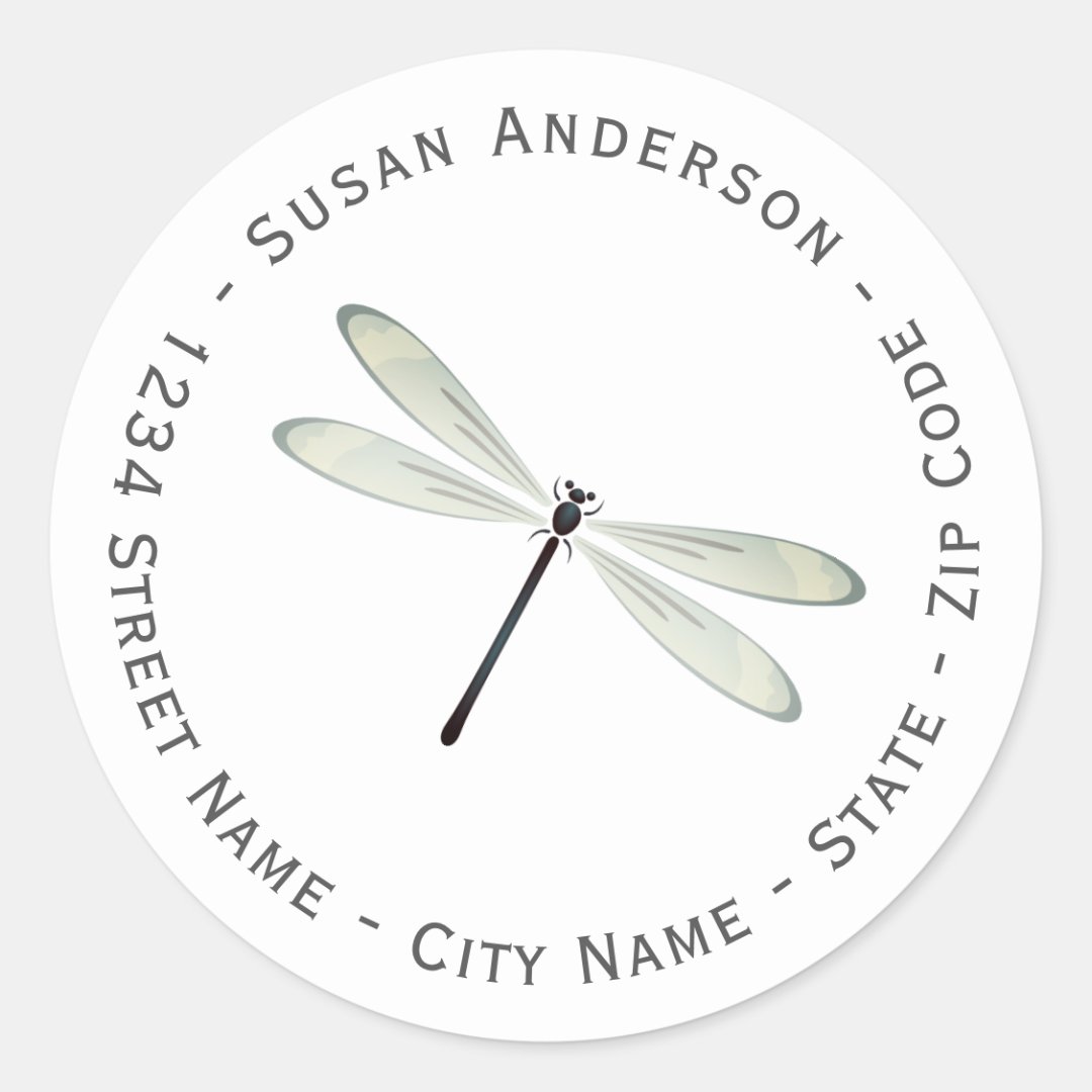 Elegant Dragonfly Return Address Label Zazzle
