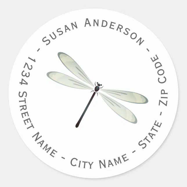 Elegant Dragonfly Return Address Label Zazzle