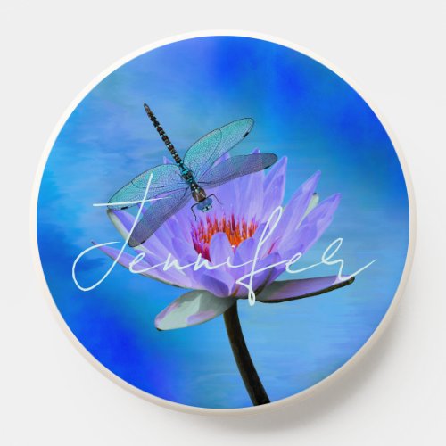 Elegant Dragonfly  Water Lily Personalized  PopSocket