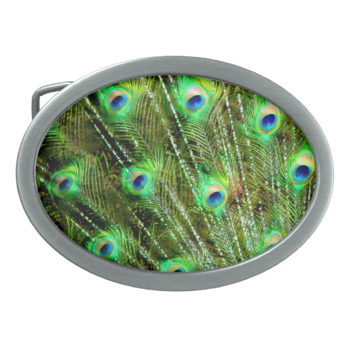 Elegant Dramatic Peacock Plumage Pattern Belt Buckle