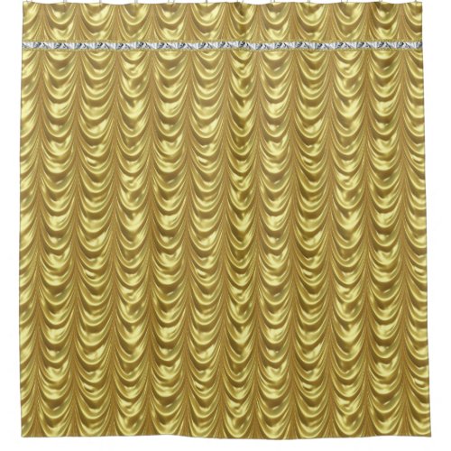 Elegant Draped Gold Pattern Shower Curtain