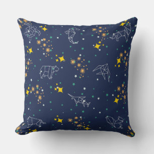 Elegant drawing animals blue sky kids throw pillow
