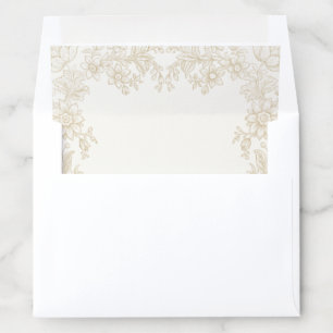 Elegant Drawn Floral Ivory Envelope Liner