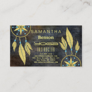 Elegant Dream Catcher Feathers Yoga Instructor Bu Business Card