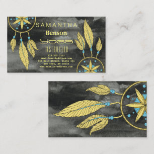 Elegant Dream Catcher Feathers Yoga Instructor Business Card