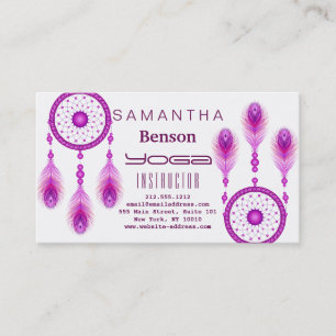 Elegant Dream Catcher Feathers Yoga Instructor Business Card