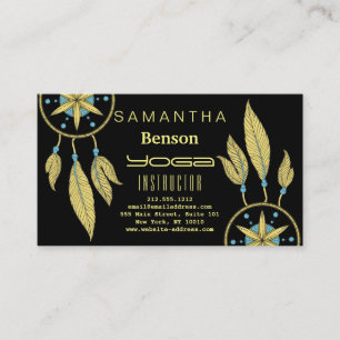 Elegant Dream Catcher Feathers Yoga Instructor Business Card