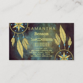 Elegant  Dream Catcher Feathers Yoga Instructor Business Card by sunbuds at Zazzle
