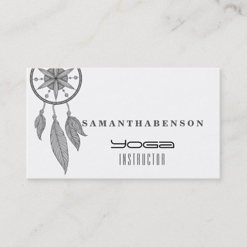 Elegant  Dream Catcher Feathers Yoga Instructor Business Card