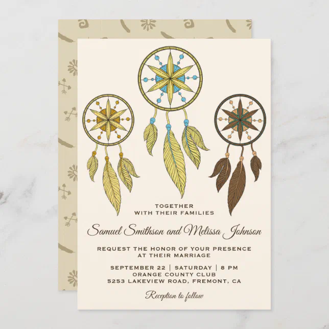 Elegant Dream Catchers Tribal Wedding Invitation Zazzle