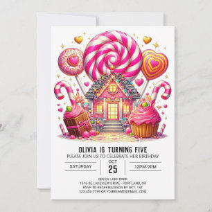 Elegant Dreamy Candyland Digital Birthday Invitation