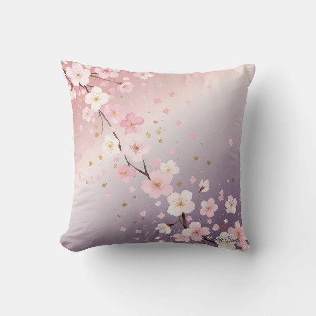 Elegant  Dreamy Cherry Blossom Throw Pillow (Front)
