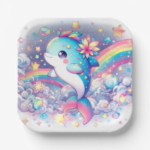 Elegant Dreamy Dolphin Baby Shower Paper Plates