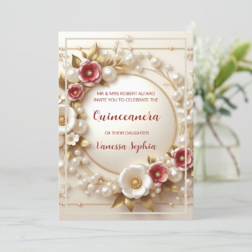 Elegant Dreamy Floral Quincea&#241;era Invitation