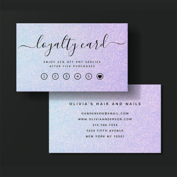 Elegant Dreamy Pastel | Glam Blue And Pink Loyalty Card by christine592 at Zazzle