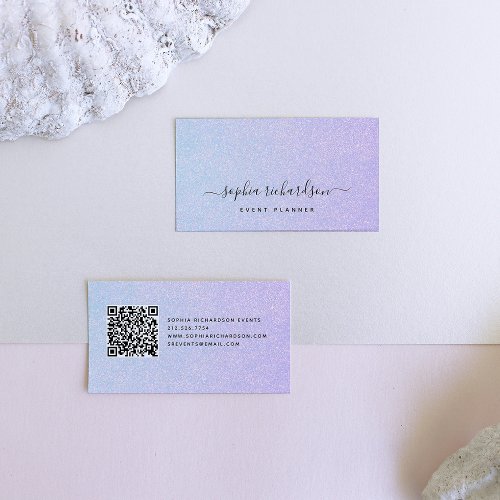 Elegant Dreamy Pastel with QR Code Business Card