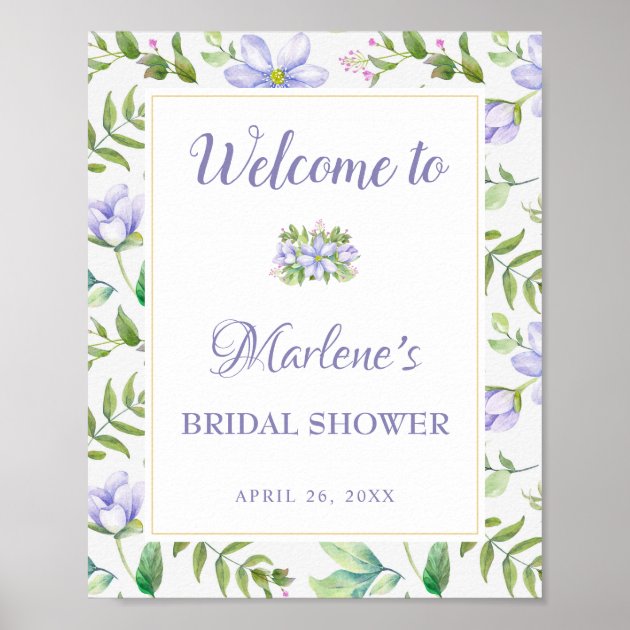 Elegant Dreamy Purple Garden Bridal Shower Sign