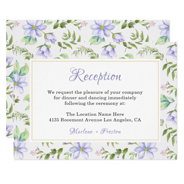 Elegant Dreamy Purple Garden Wedding Reception Card