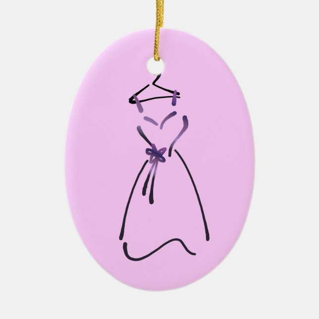 Elegant Dress Design with Customizable Slogan Ceramic Ornament (Front)