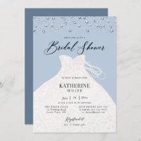 Elegant Dress in Pearls Dusty Blue Bridal Shower
