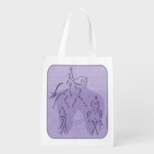 Elegant Dressage Horse Design in Purple Grocery Bag