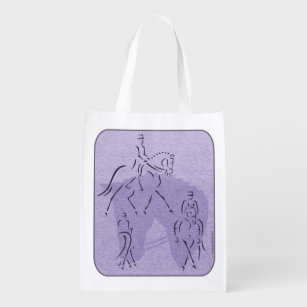 Elegant Dressage Horse Design in Purple Grocery Bag
