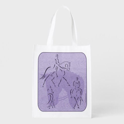 Elegant Dressage Horse Design in Purple Grocery Bag