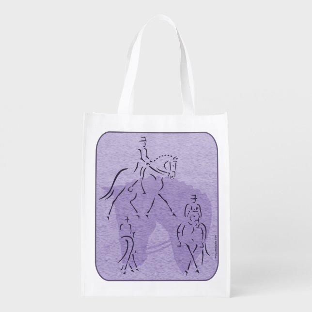 Elegant Dressage Horse Design in Purple Grocery Bag (Back)