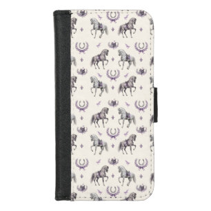 Elegant Dressage Horse & Horseshoe Watercolor iPhone 8/7 Wallet Case