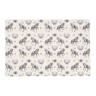 Elegant Dressage Horse & Horseshoe Watercolor Placemat