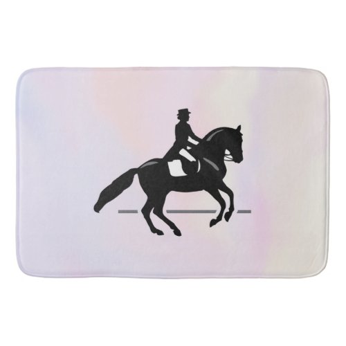 Elegant Dressage Rider on a Watercolor Background Bath Mat