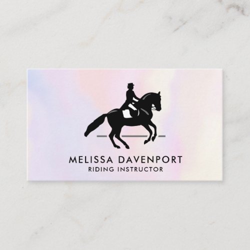 Elegant Dressage Rider on a Watercolor Background Business Card