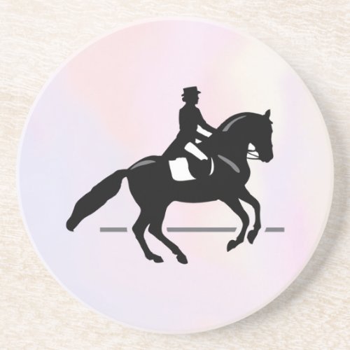 Elegant Dressage Rider on a Watercolor Background Coaster