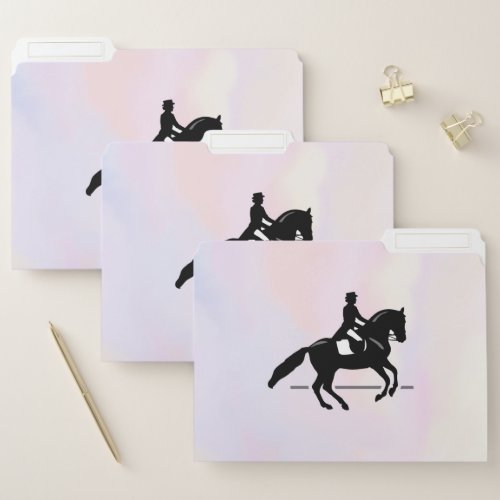 Elegant Dressage Rider on a Watercolor Background File Folder