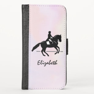 Elegant Dressage Rider on a Watercolor Background iPhone X Wallet Case