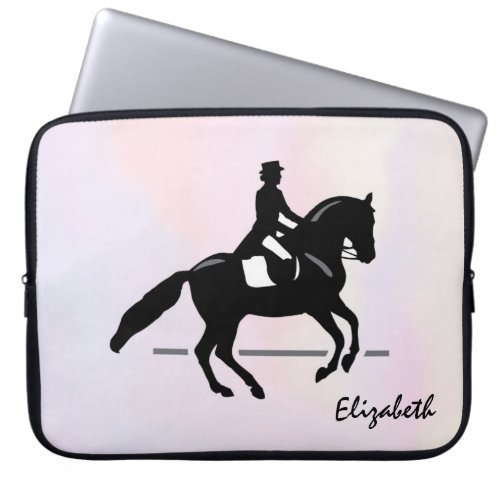 Elegant Dressage Rider on a Watercolor Background Laptop Sleeve