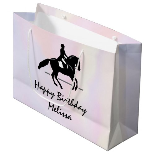 Elegant Dressage Rider on a Watercolor Background Large Gift Bag