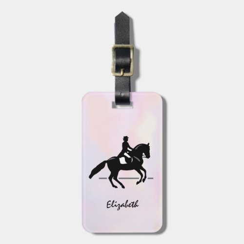 Elegant Dressage Rider on a Watercolor Background Luggage Tag