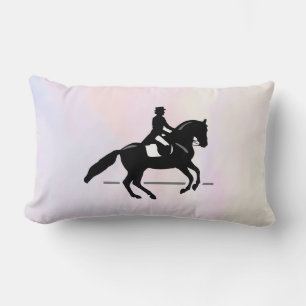 Elegant Dressage Rider on a Watercolor Background Lumbar Pillow