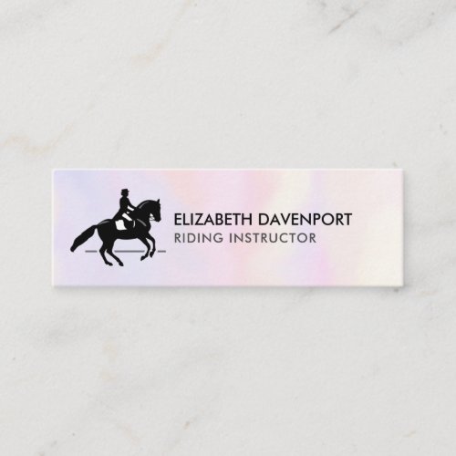Elegant Dressage Rider on a Watercolor Background Mini Business Card