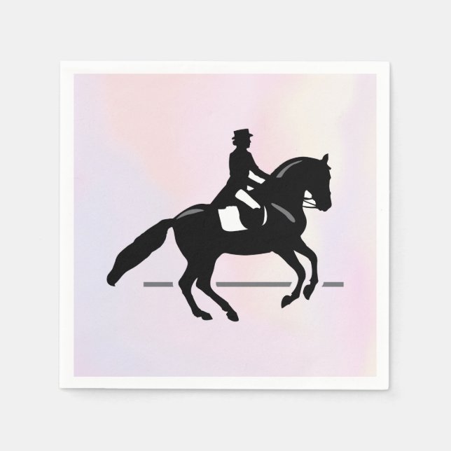 Elegant Dressage Rider on a Watercolor Background Napkins (Front)