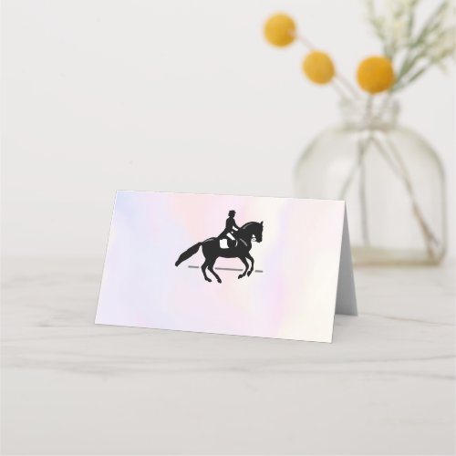 Elegant Dressage Rider on a Watercolor Background Place Card