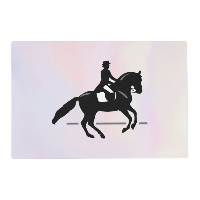 Elegant Dressage Rider on a Watercolor Background Placemat (Front)