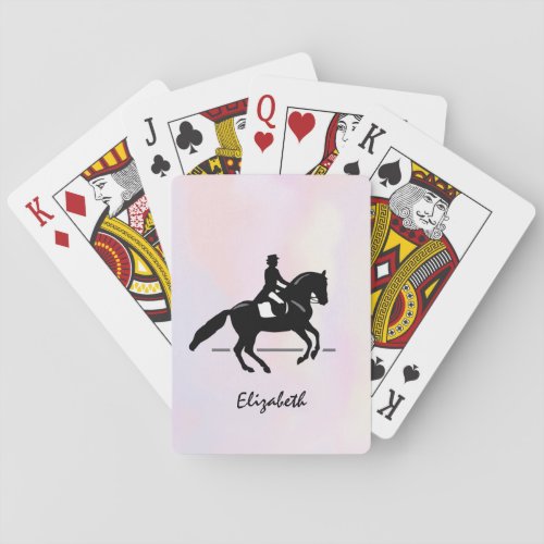 Elegant Dressage Rider on a Watercolor Background Playing Cards