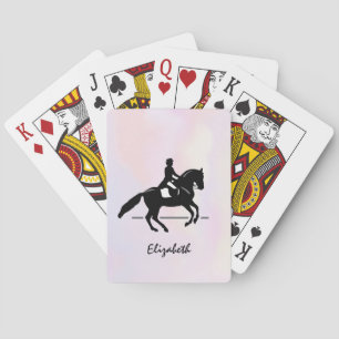 Elegant Dressage Rider on a Watercolor Background Poker Cards