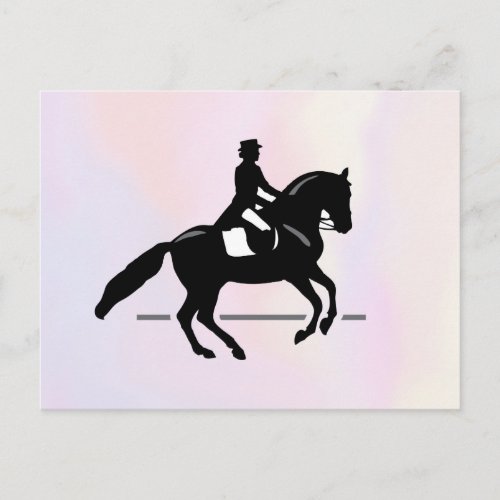 Elegant Dressage Rider on a Watercolor Background Postcard