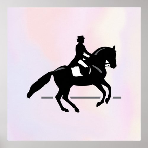 Elegant Dressage Rider on a Watercolor Background Poster