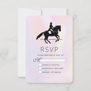 Elegant Dressage Rider on a Watercolor Background RSVP Card