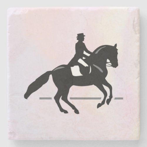 Elegant Dressage Rider on a Watercolor Background Stone Coaster