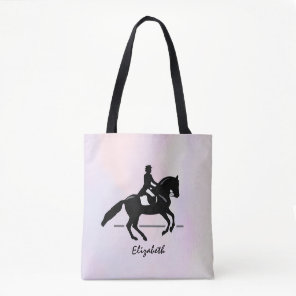 Elegant Dressage Rider on a Watercolor Background Tote Bag